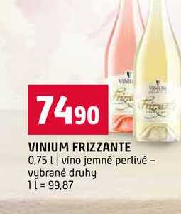 VINIUM FRIZZANTE 0,75l víno jemně perlivé vybrané druhy 