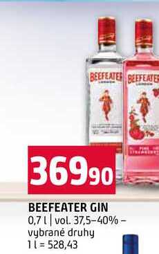 BEEFEATER GIN 0,7l vol. 37,5-40% vybrané druhy