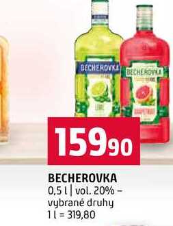BECHEROVKA 0,5l vol. 20% vybrané druhy