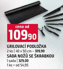GRILOVACÍ PODLOŽKA 2 ks 40 x 50 cm SADA NOŽŮ SE ŠKRABKOU 1 sada 