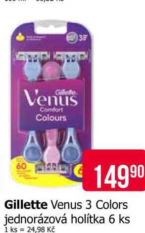 Gillette Venus 3 Colors jednorázová holítka 6 ks 