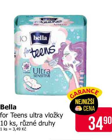 Bella for Teens ultra vložky 10 ks, různé druhy