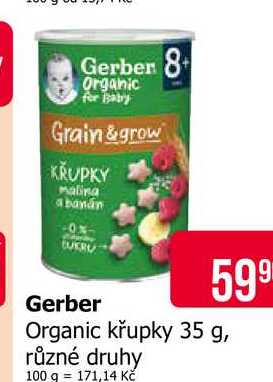 Gerber Organic křupky 35 g, různé druhy 