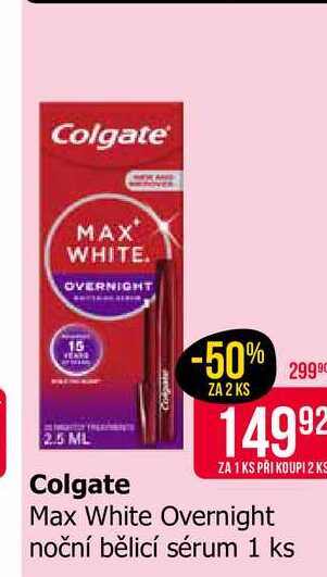 Colgate Max White Overnight noční bělicí sérum 1 ks 