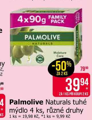 Palmolive Naturals tuhé mýdlo 4 ks, různé druhy 