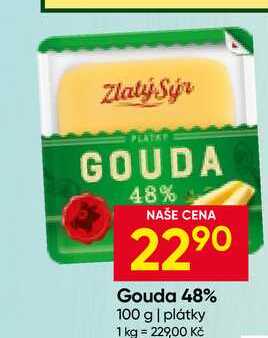 Zlatý Sýr Gouda 48% 100 g plátky 
