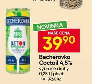 Becherovka Coctail 4,5% vybrané druhy 0,25 l plech