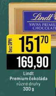 Lindt Premium čokoláda různé druhy 300 g 