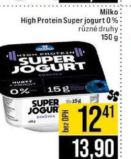 Milko High Protein Super jogurt 0% různé druhy 150 g