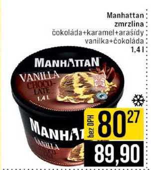 Manhattan zmrzlina čokoláda+karamel+arašidy vanilka+čokoláda 1,4l