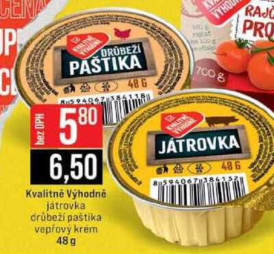 Kvalitně Výhodně játrovka drůbeží paštika vepřový krém 48 g 