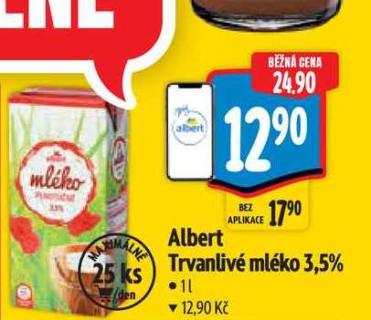   Albert  Trvanlivé mléko 3,5% 1 l