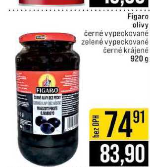 Figaro olivy černé vypeckované zelené vypeckované černé krájené 920 g 