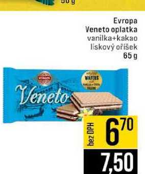 Evropa Veneto oplatka vanilka+kakao liskový oříšek 65g 