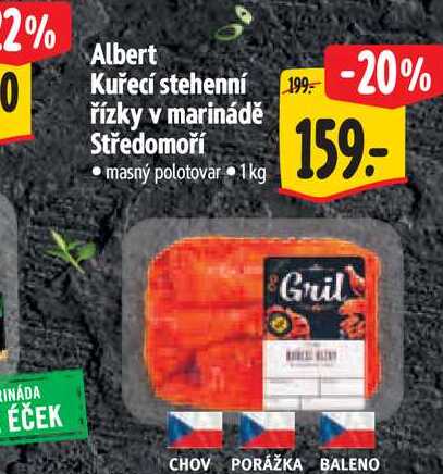  Albert Kuřecí stehenní  řízky v marinádě Středomoří  1 kg