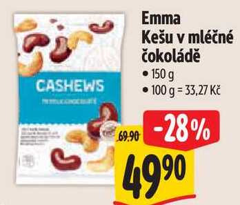 Emma Kešu v mléčné čokoládě, 150 g  