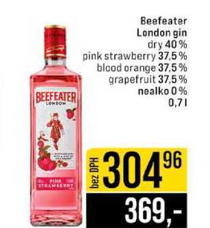 Beefeater London gin dry 40% pink strawberry 37,5% blood orange 37.5% grapefruit 37,5% nealko 0% 0,7l