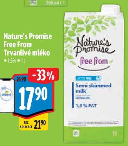 Nature's Promise Free From Trvanlivé mléko 1,5%, 1 l