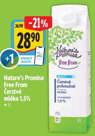 Nature's Promise free from Čerstvé mléko 1,5%, 1 l