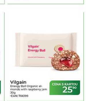 Vilgain Energy Ball Organic al monds with raspberry jam 30g