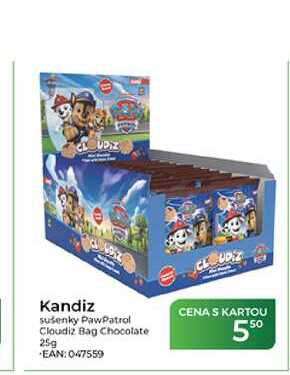 Kandiz sušenky Paw Patrol Cloudiz Bag Chocolate 25g