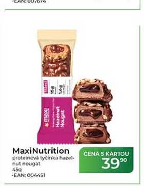Nougat MaxiNutrition proteinová tyčinka hazel- nut nougat 45g