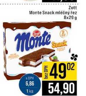 Zott Monte Snack mléčný řez 8x29 g