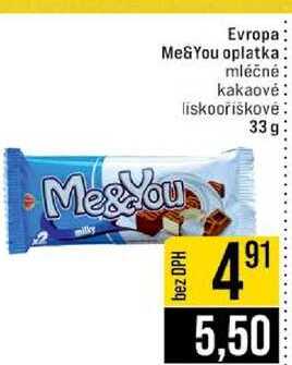 Evropa Me&You oplatka mléčné kakaovė liskooříškovė 33g