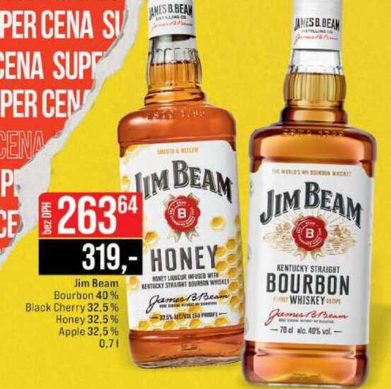 Jim Beam Bourbon 40% Black Cherry 32.5% Honey 32,5% Apple 32,5% 0.7l