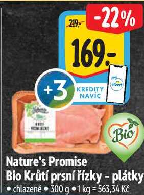 Nature's Promise Bio Krůtí prsní řízky - plátky, 300 g  