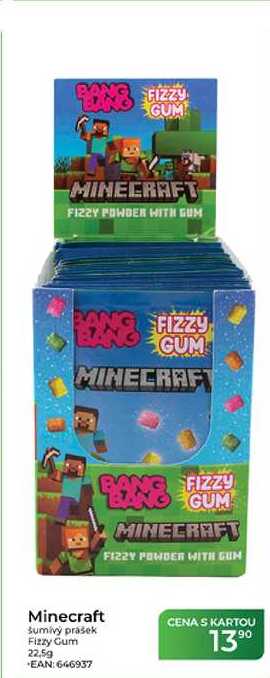 Minecraft šumivý prášek Fizzy Gum 22,5g
