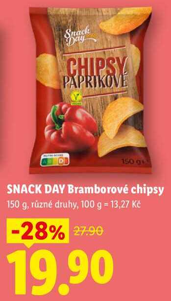 SNACK DAY Bramborové chipsy, 150 g