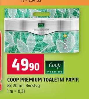 COOP PREMIUM TOALETNÍ PAPÍR 8x 20 m 3vrstvý 