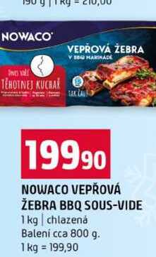 NOWACO VEPŘOVÁ ŽEBRA BBQ SOUS-VIDE 1 kg chlazená Balení 