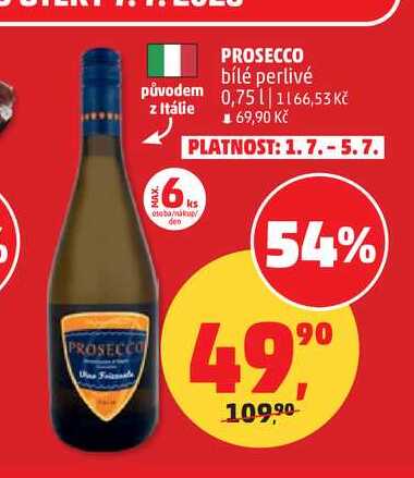PROSECCO bílé perlivé 0,751