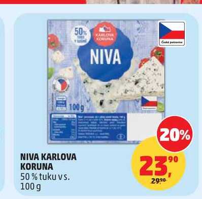 NIVA KARLOVA KORUNA 50% tuku vs. 100 g