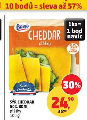 SÝR CHEDDAR 50% BONI plátky 100 g