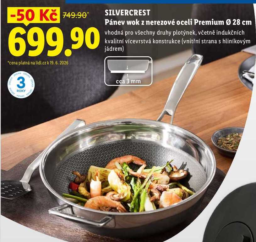 SILVERCREST Pánev wok z nerezové oceli Premium Ø 28 cm 