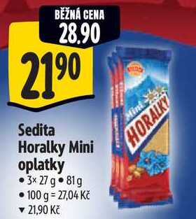 Sedita Horalky Mini oplatky, 3x 27 g