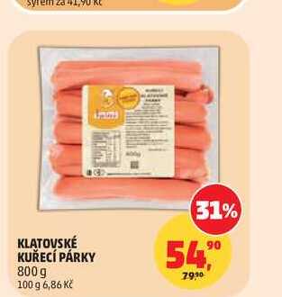 KLATOVSKÉ KUŘECÍ PÁRKY 800 g