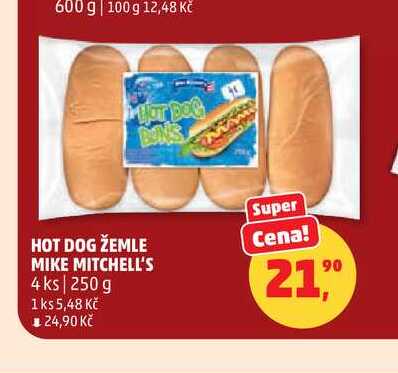 HOT DOG ŽEMLE MIKE MITCHELL'S 4 ks 250 g