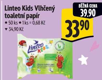 Linteo Kids Vlhčený toaletní papír, 50 ks  