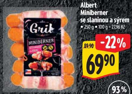 Albert Miniberner se slaninou a sýrem, 250 g 