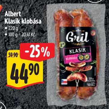 Albert Klasik klobása, 220 g 