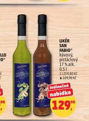 LIKÉR SAN FABIO Κάνονý, pistáciový 17% alk. 0,5l