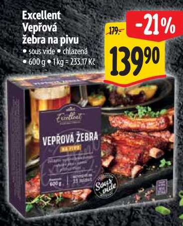 Excellent Vepřová žebra na pivu, 600 g