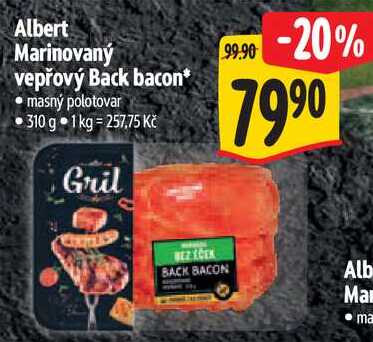 Albert Marinovaný vepřový Back bacon, 310 g