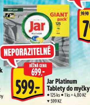 Jar Platinum Tablety do myčky, 125 ks