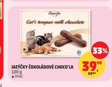 JAZÝČKY ČOKOLÁDOVÉ CHOCO'LA 100 g