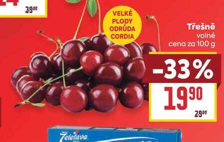 Třešně volné cena za 100 g 